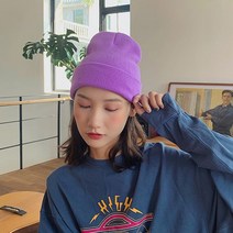 비비드 니트 롱비니 여자 와치캡 대두 무지 파스텔 비니 모자 겨울