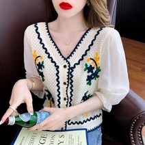 여성 뜨개 카디건 니트 노르딕 크로셰 코바늘 가디건