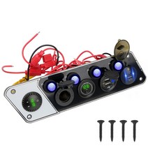 카라반 캠핑카 부품 수리용품 24v 12v 조합 스위치 패널 조명 토글 usb 충전기 3.0 어댑터 시계 볼트 테스트 자동차 액세서리 트레일러 트럭 해양 보트, 초록