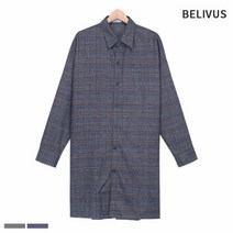 빌리버스 남성 셔츠 자켓 BBI065 남자 오버핏 체크 롱 아우터