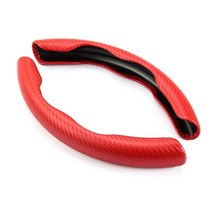 카본 룩 미끄럼 방지 자동차 차량용 스티어링 휠 커버 스코다 옥타비아 2 A7 A5 A4 Vrs Yeti Superb 3 Citi, 02 빨간