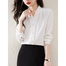 G125828_노카라 V넥 실크 블라우스