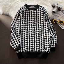 새 체크 무늬 스웨터 남성 패션 브랜드 Ins 가을 겨울 레트로 홍콩 스타일 Ruffian 잘 생긴 니트 힙합 느슨한 캐주얼 스웨터