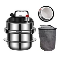 가마솥 밥 밥솥 세트 304 스테인레스 스틸 휴대용 마이크로 압력 밥솥 야외 캠핑 쿠커 가정용 5 분 빠른 요리 냄비 16L, 4.16L nonstick bag 타입