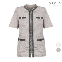 VIVID 여성 모던 배색라인 여름 린넨 자켓