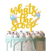 Gold Glitter Ice-Cream What’s The Scoop Cake Topper Summer Theme Gender Reveal Ice-Cream Baby Show, 1