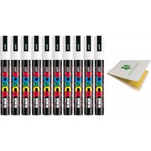 Uni POSCA 페인트 마커 펜 10 흰색 펜 세트 (PC5M.1)-중간 포인트-무취 방수 펜 메이커 오리지널 스티, 1