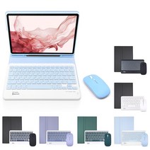 삼성 갤럭시탭 S8플러스 S7+ S7 FE 공용 콤비 블루투스 키보드 마우스 S펜수납 케이스, 아보카도, 화이트set