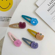 애니멀 발바닥 크라운 쿠키 매트 사이드핀 앞머리핀