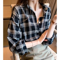 이른 가을 블라우스 여자 가을 드레스 2020 새로운 복고풍 홍콩 스타일 격자 무늬 셔츠 느슨한 외부 패턴 셔츠 재킷