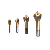 4Pcs Chamfer Countersink Deburring Drill Bits Set Cutting Metal Tool