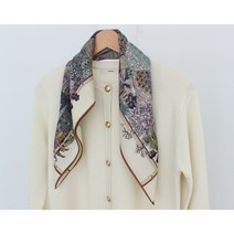 베이지 브라운 퍼플 양면 캐시미어 실크 사각 스카프 70 블링잇온
