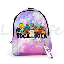 3D 인쇄 Toca Boca 배낭 Life 월드 게임 학교 가방 십대 소녀 애니메이션 Bookbag 키 체인 여행 Mochila 여성, [15] 15