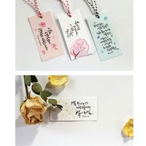 앳원스-캘리그라피용 책갈피 칼라무지택 50매, 트와인끈2종20M