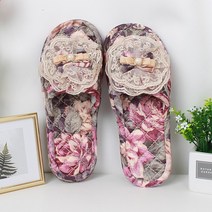 꽃분이네 플라워 두꺼운 이중쿠션 패드 1+1 거실화 슬리퍼 실내화 층간소음방지, 브라운