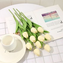 레디박스 감성 조화 튤립 10송이 꽃다발, 화이트
