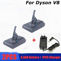 다이슨 호환 V8 2021 Mah 배터리 6000 V 무선 먼지 수집기 부품 전원 백업 리튬 팩 SV10 진공 청소기 교체용 21.6, 21.6 볼트, CHINA_2X6.0Ah-1XCharger