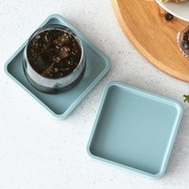 국산 실리콘 컵받침 티코스터 사각 카페 차 잔받침, 큐브 자몽오렌지