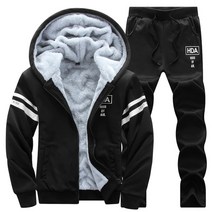 카브스키복 tracksuit 겨울 스포츠 슬림 피트 따뜻한 꺼운 운동복 후드가 달린 운동복 투피스 러닝 피트니스 세트