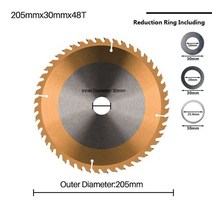 원목도마 우드 대나무 도마 플레이팅도마 XCAN-원형 톱 블레이드 목재 커팅 디스크 205mm 210mm TiCN 코팅 TCT 카바이드 팁 전동 공구, [03] 205x30x48T