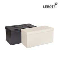 [레보떼] 벤치형 레더 인테리어 수납의자 / 아이보리 / 브라운 / 블랙 / 레드, 색상:3.벤치형 레더 블랙(Black) 1p