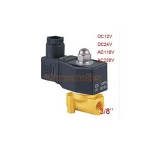 배송 3/8 스레드 황동 물 솔레노이드 밸브 12VDC 전기 가스 디젤 연료 DIN43650A 코일 2W040-10-D