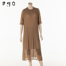 쉬폰 레이스 소매 주름 원피스_베이지 ETBOP303BG