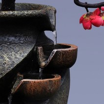 관세음보살 부처님 불상 부처님불상 크리에이티브 홈 정원 시뮬레이션 식물 꽃병 공예 수지 폭포 분수 실내, 01 EU Plug