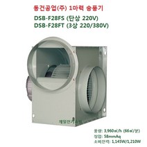 1HP 시로코 송풍기 DSB-F28FS (단상 220V) / DSB-F28FT (3상 220/380V), 단상 220V DSB-F28FS