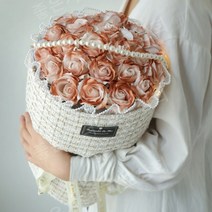 선물용 꽃다발 다양한 비누장미 11종 꽃으로 만들어진 부케 꽃 장식 장미 꽃다발 보내기, 21 스몰 프래그런스 카푸치노