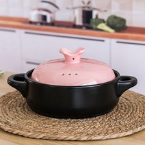 이우미 내열 뚝배기 안심 돌솥 비빔밥 전용 솥+뚜껑 세트 찌개 찜요리 1인용 전골 뚝배기PW278, Type_C 1800ML