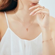 선물포장 써지컬스틸 입체 미니십자가 목걸이팔찌 로즈골드 2종