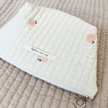 [돗투돗x마롤로뜨] 100수 누빔면 화장품 파우치 기저귀 파우치 다용도 주머니, 화장품파우치_달달피치