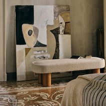 북유럽 가벼운 고급 캐시미어 패브릭 소프트백 자작나무 스툴, 100x48x43cm