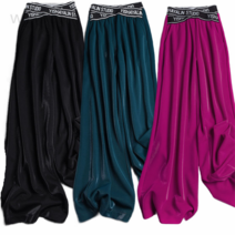 weihan여성 여름 빅사이즈 쉬폰 와이드팬츠 밴딩 롱 치마바지