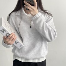 리리의감각 여성 밑단스트링 아노락 루즈핏 크롭 반집업 맨투맨