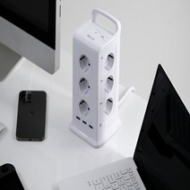 텔로 타워 멀티탭 4000W 고용량 여행용 캠핑 디자인 멀티콘센트 2세대 화이트