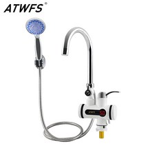 전기 순간 미니 온수기 atwfs 탱크리스 수도꼭지 샤워 인스턴트 탭 난방 주방 및 욕실용 인스턴트 온수 업소용 가정용 캠핑 온수기, 큰 아래에 샤워