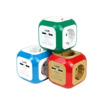 에어큐브 파워 4구 멀티탭 USB 2포트 1.5M 3M 5M, 레드