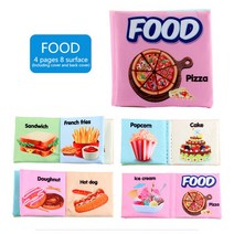 아기 유아 장난감 감각 촉감 발달 놀이 교육 완구 1 Pc 베이비 천 책 소프트 북 조기 개발 0 36 개월에서 블랙 화이트 다채로운 어린이 침대, [10] B food