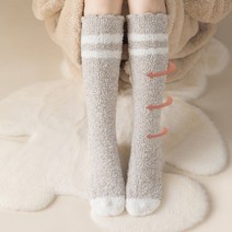 여성 무릎 니삭스 레깅스 양말 털 장목 긴 롱 수면양말 4켤레 (색랜덤) 임산부 산모 보온 방한 양말
