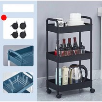 DND마켓 주방 욕실 선반 이동식 빅 바구니 (주)존글로벌, 3단, 블랙