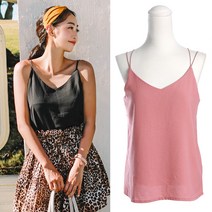 비치팜 여성 비치웨어 브이넥 나시 린넨 블라우스 루즈핏 민소매