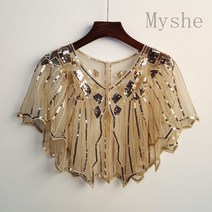 [Myshe]여름 숄 스팽글 반짝이 이브닝 드레스 여성 쇼트 케이프 LTT705PL03