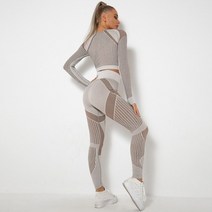 usb충전식장갑 hgc seamless fitness suit women 2 piece set 요가 레깅스 탑 긴 소매 통기성 달리기 운동복 체육관 운동 스포츠 복장