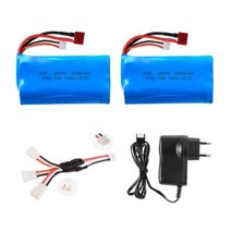 18650 7.4V 3000MAH lipo 배터리 2s Wltoys 12423 10428 12429 12401 12402 12402A RC 자동차 예비 부품 충전기 7.4V 20, 단일, 1개, 2pcs EU 3in1