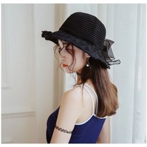 러블리리본 여성 여름 밀짚모자 버킷햇 벙거지 썬캡