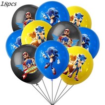 New Cartoon Sonic Party Supplies Boys Birthday Disposable Tableware Set Paper Plate Cup Napkins Baby, 12 18pcs balloon