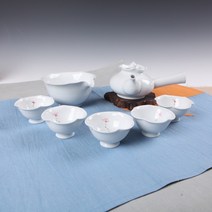 백자 물레 연화문 5인 다기세트 다도세트 전통티세트