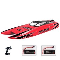 RC보트-대형 브러시리스 모터 원격 제어 레이싱 보트 더블 모터 스피드 보트 방수 수냉, 빨간색 2 배터리